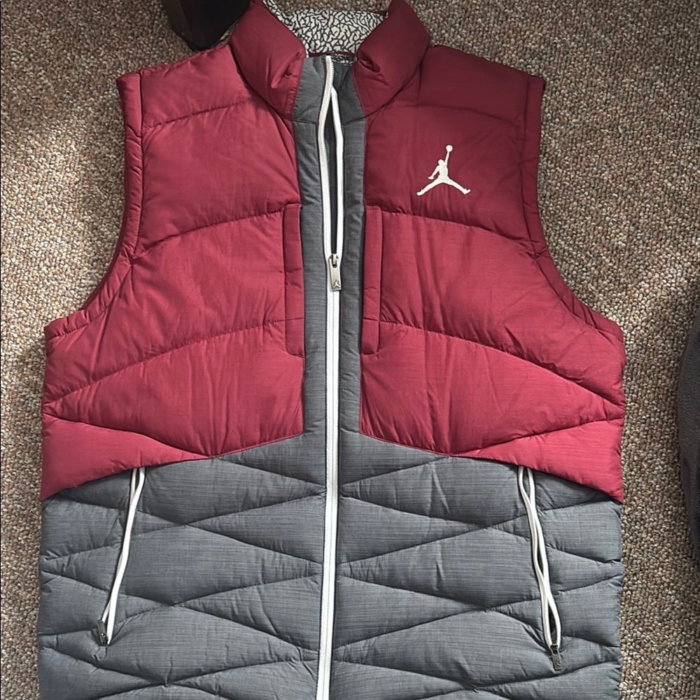 Jordan Red and Gray Puffer Vest